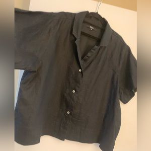 Black linen Quince camp shirt